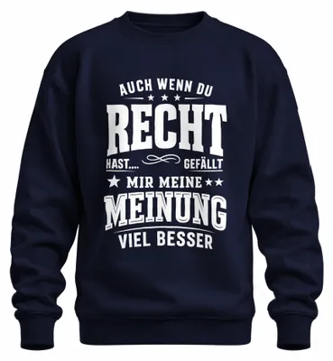 Imagen del producto de Aunque tengas razón, mi opinión es diferente. Sudadera con estampado sarcástico, color azul marino, talla M