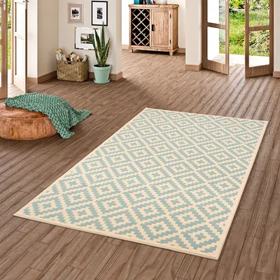 Produktbild von Designer Teppich Passion Rauten Modern Blau, Größe:160x225 cm