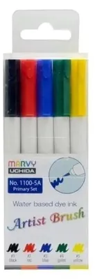 Image de Feutres Artist Brush Primary, 5 couleurs - Marvy