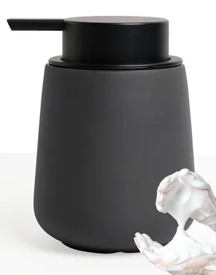 Produktbild von Schaumseifenspender, anthrazit, 350 ml Keramikseifenspender mit Schaumpumpe, nachfüllbarer Schaumseifenspender, matter Seifenspender für Küche und Bad