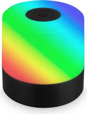 Produktbild von BRILONER SMAL LED Tischlampe kabellos, IP44 Spritzwasserschutz, RGB bunte Lichtfarben, Warmweißes Licht, Touchfunktion, schwarz, 7 x 7 cm