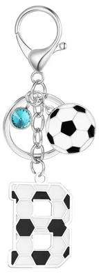 Productafbeelding van Voetbal Sleutelhanger met Letter B en Blauw Kristal