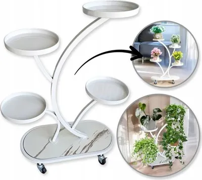 Zdjęcie produktu dla ECARLA Metalowy stojak na kwiaty na kółkach 50x25x80cm SZ43B