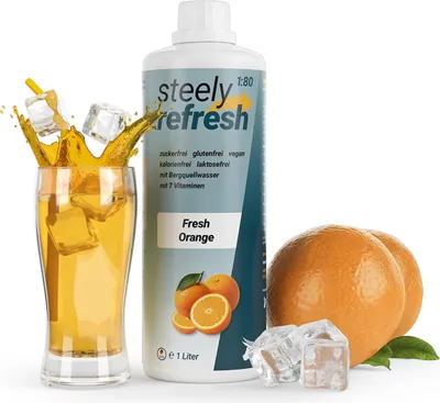 Produktbild von SteelyRefresh Getränke Sirup 1 Liter Flasche - Geschmacksrichtung: Fresh Orange
