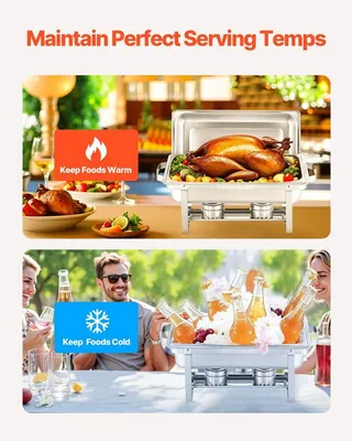 Immagine prodotto di Set da buffet con scaldavivande rettangolare da 8 Qt, confezione da 2, padella fullsize in acciaio inossidabile