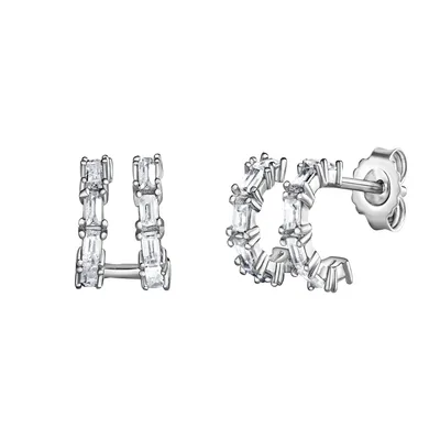 Produktbild von V Ohrstecker 925/- Sterling Silber 1,1cm weiß Zirkonia weiß 358220780R