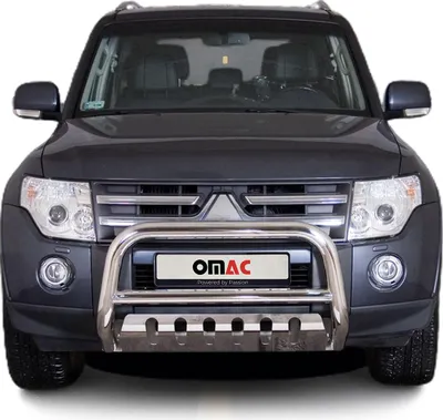 Image de Pare-Buffle Avant Pour Mitsubishi Pajero 2007-2014 Acier Inoxy Argent