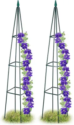 Produktbild von Famanu Pflanzenstütze Obelisk Set von 2 - 190 x 35 x 35 cm - Metall - freistehend - grün