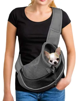Image de Sac à bandoulière portable pour petits animaux (chien, chat, chiot), sac de voyage, sac de transport en filet respirant, sac de transport pour petits chiens et chats, sac à dos pour animaux de compagnie, L 2-4 kg