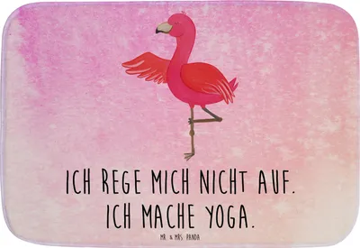 Produktbild von Mr. & Mrs. Panda Badematte Flamingo Yoga - Aquarell Pink - Geschenk, Yogi, duschmatte, Yogapose, Badezimmerteppich, badezimmer läufer, Badvorleger, Entspannt, Aufgeregt