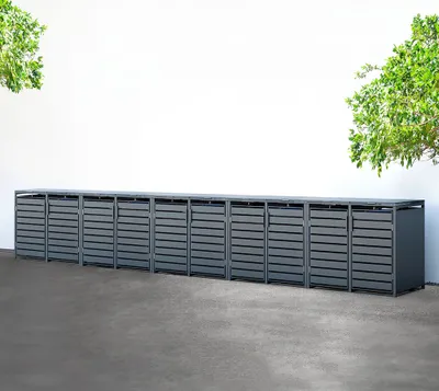 Obrázek produktu pro Kovový odpadkový koš Westmann Kubus 10x240 L antracitový 660x80x116 cm
