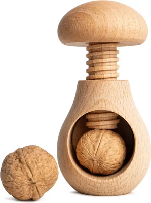 Image de Creative Home Casse-Noix en Bois Naturel - 10 x 7 cm - Broyeur Manuel Champignon