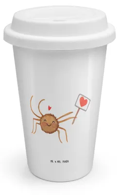 Produktbild von Mr. & Mrs. Panda Thermobecher To Go Spinne Agathe Motivation - Weiß - Geschenk, Vertrauen, ToGo Kaffeebecher, Thermokaffeebecher, Dankeschön, Liebe, Glück, Becher