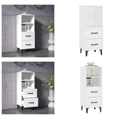 Produktbild von vidaXL Sideboard Weiß 34,5x34x90 cm Holzwerkstoff - Sideboard - Sideboards - Schrank - Lagerschrank