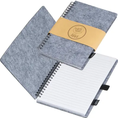 Produktbild von Spiral-Notizbuch / DIN A5 / 160 linierte Seiten / mit Filz Cover / Farbe: grau