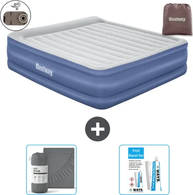 Obrázek produktu pro Bestway nafukovací matrace - pro 2 osoby - 193 x 203 x 56 cm - šedomodrá - včetně příslušenství