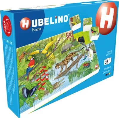 Obrázek produktu pro Hubelino blokové puzzle Divoká zvířata v tropickém deštném pralese, 35 dílků.