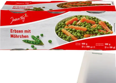 Produktbild von Jeden Tag Erbsen sehr fein mit Möhrchen (3x212ml) + usy Block