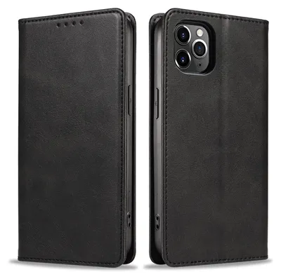 Produktbild von Handyhülle für Apple iPhone 11 Pro Kunstleder Flip Cover Hülle Handytasche Case Kartenfach Farbe: Schwarz