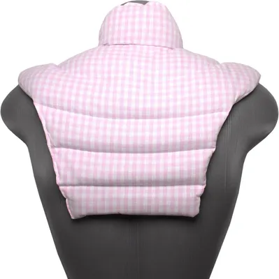 Produktbild von Nackenhörnchen HWS - Nacken + Schultern + Rücken - Bio Stoff "rosa-weiß kariert" - Leinsamenkissen - Nackenkissen Wärmekissen - Nacken Kissen, Bio Stoff "rosa-weiß kariert", Leinsamen