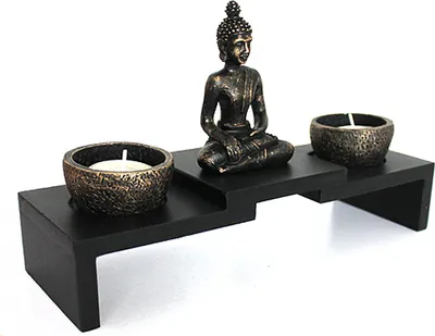 Produktbild von Deko Buddha auf Podest Teelichthalter Zen-Garten Nr:YD-41