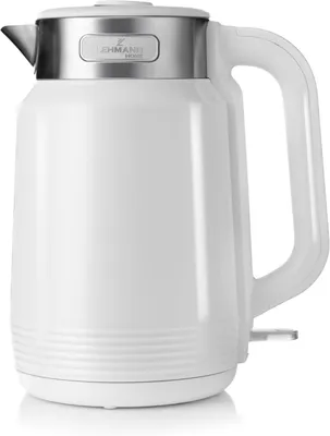 Produktbild von Elektrischer Wasserkocher 2L, 2200 W, Edelstahl, Doppelwand, Schnellkochen, 360° Basis, Abschaltautomatik, Überhitzungsschutz, BPA-frei, Weiß