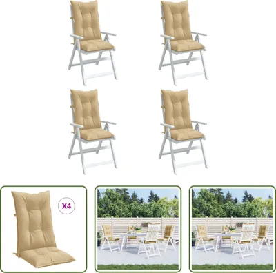 Obrázok produktu pre The Living Store Vankúše na vysoké operadlo 4 ks. Látka Melange Beige 120x50x7 cm