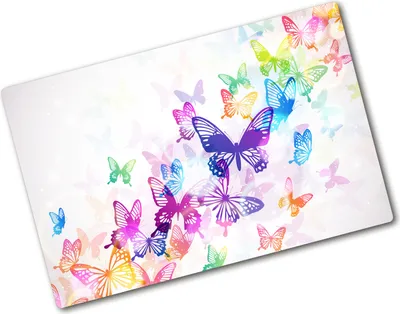 Produktbild von Tulup Glas Herdabdeckplatte - 80x52 cm - Glaskeramikkochfeld-Abdeckung Spritzschutz Glasabdeckplatte - Einteilig - Tiere - Bunte Schmetterlinge - Mehrfarbig