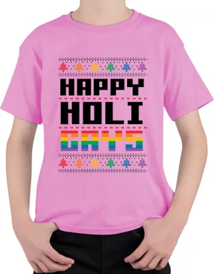 Produktbild von Happy Holi Gays LGBTQ X.pngas - Weihnachten Weihnachtsgeschenk Christmas Uni Kinder T-Shirt, Pink, 104