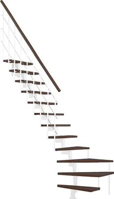 Produktbild von Minka Mittelholmtreppe Style Turn 35 - 304cm Geschosshöhe Walnuss Weiß