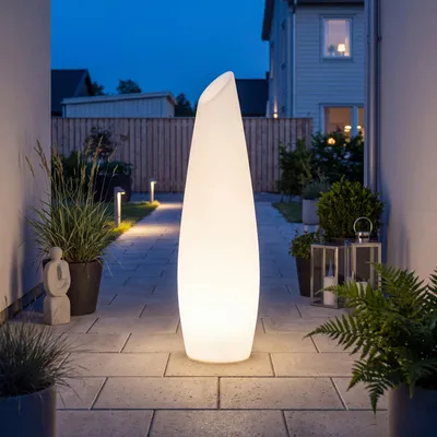 Produktbild von LED Dekoleuchte außen Weiß 170 cm IP65 2700 K 2200 lm mit Stecker Kabel Stehlampe Außenleuchte Garten Terrasse