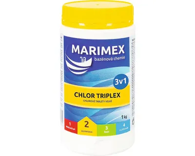Obrázek produktu pro Bazénová chemie chlorové tablety velké MARIMEX Chlor Triplex 3v1 1 kg