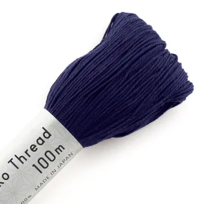 Image de Fil à broderie Sashiko Olympus, en coton, pelote d'environ 100 mètres, couleur 103, indigo, fabriqué au Japon