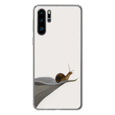 Produktbild von MuchoWow® Handyhülle Schutzhülle Hülle für Huawei P30 Pro Schnecke - Lilie - Grau Silikon Softcase Handy Hülle - Schutzdeckel