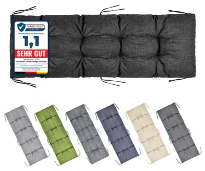 Produktbild von Garronda Bankauflage 160x50 cm ca. 10 cm dick Sitzkissen Outdoor für Gartenbank und Hollywoodschaukel Polster Auflage für Sitzbank wasserabweisend UV-beständig mit Bändern GD-0219 Schwarz