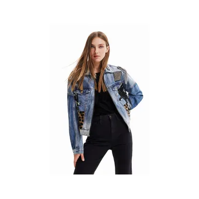 Produktbild von Desigual Damen Jacke - Blau, Denim mit Pailletten und Animal-Print 22WWED085005 GR. S