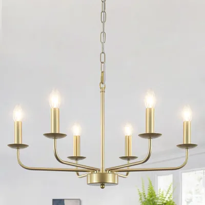 Zdjęcie produktu dla Vintage złota lampa sufitowa z 6 źródłami światła do salonu i jadalni