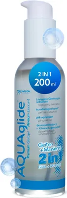 Produktbild von JOYDIVISION AQUAglide 2-in-1, 200 ml, wasserbasiertes Massage & Gleitgel, transparent und geruchsneutral, ölfreies Gleitmittel & Kompatibel mit Latex-Kondo Men