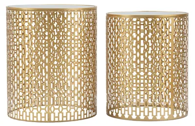 Produktbild von Mauro Ferretti Beistelltisch-Set Oblin Gold Spiegeltop 41x50 37,5x47 cm