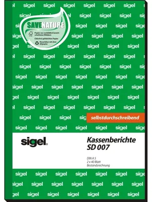 Produktbild von SIGEL SD007 Kassenberichte/Bestandsrechnung, 1. und 2. Blatt bedruckt, A5, selbstdurchschreibend, 2 x 40 Blatt