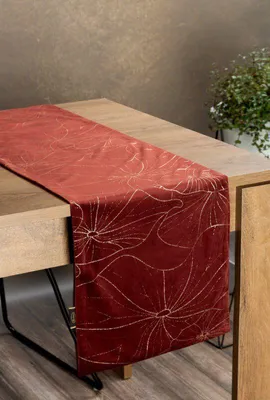 Produktbild von Eurofirany 390053, Rechteckig, Rot, Polyester, Tischläufer, Blumenmuster, 35 x 140 cm