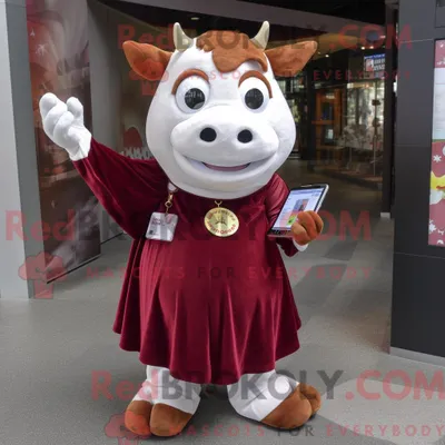 Obrázok produktu pre Maskot spoločnosti REDBROKOLY: hnedá kravička plemena Hereford, oblečená v mini sukni a s mincovníkom