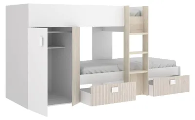 Image de Araba - Chambre à coucher, 271x111x150h cm Blanc, 2 Tiroirs