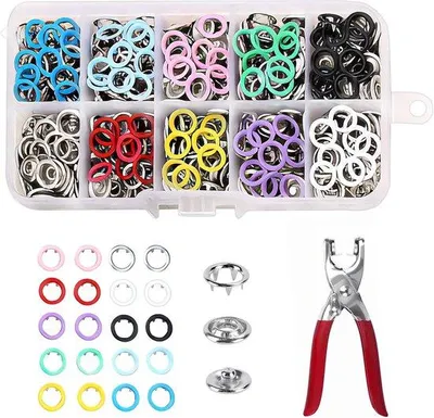 Image de Lot de 200 boutons-pression, 10 couleurs, pour vêtements