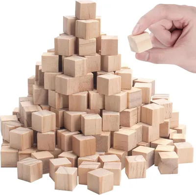 Productafbeelding van Houten blokjes, vierkant, 20 mm, 200 stuks, voor creatieve knutselprojecten