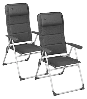 Produktbild von Campout Set mit 2 Campingstühlen – Für Camping, Garten und Entspannung – Mit verstellbarem Nackenkissen – Grau