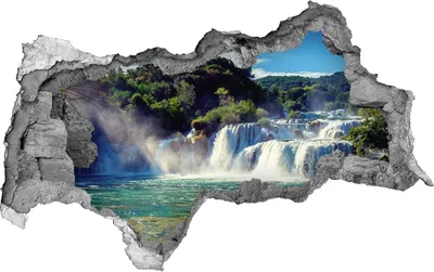 Produktbild von Selbstklebender Loch-3D-Aufkleber 95x73 cm Krka Wasserfälle