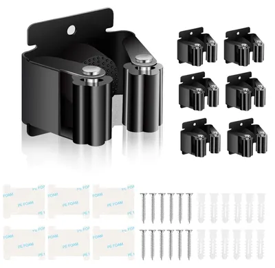Productafbeelding van Bezemhouder Gereedschapshouder Wandhouder - Roestvrij staal - 2,5 kg - Set van 6