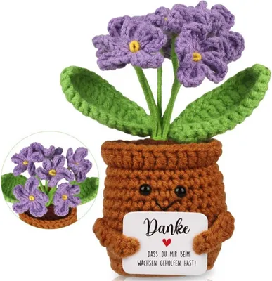 Produktbild von Vergissmeinnicht Blume gestrickt, liebevolle Deko Figur, Dankeschön Geschenk Handarbeit