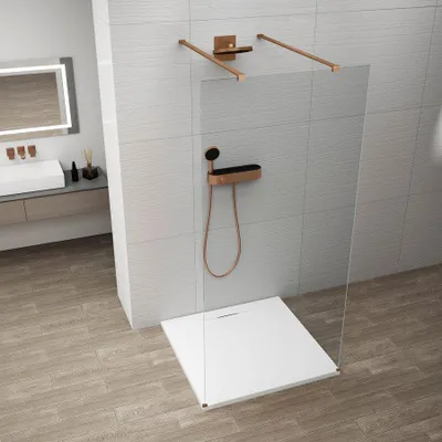 Zdjęcie produktu dla Polysan ESCA COPPER MATT, jednoczęściowa kabina prysznicowa bez brodzika, szkło transparentne, 1000 mm - ES1010-10
